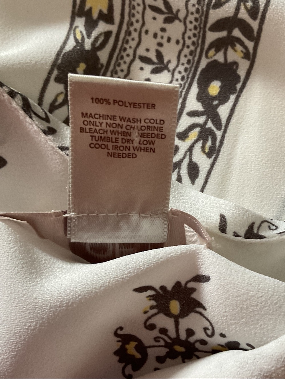 LOFT White Swing Top with Brown Floral Border and Flutter Sleeves - Picture 6 of 6